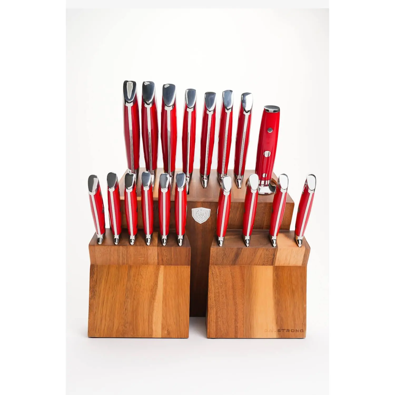18-piece Colossal Knife Set with Block | Red Handles | Gladiator Series | Knives NSF Certified | Dalstrong ©