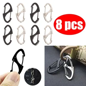 8 Pcs Dual Spring S Type Carabiner Mini Keychain Lock Hook Anti-Theft Outdoor Camping Backpack Buckle Key-Lock Tool Snap Hooks