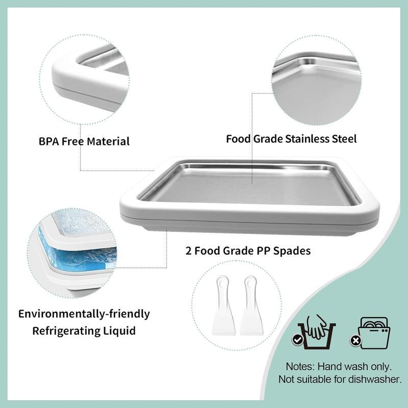 Food Grade Stainless Steel & ABS+PP Rolled Ice Cream Maker At Home Kit DIY Tray for Families & Parties Safe Non-Slip Design Food Grade Stainless Steel & ABS+PP Rolled Ice Cream Maker At Home Kit DIY Tray for Families & Parties Safe Non-Slip Design