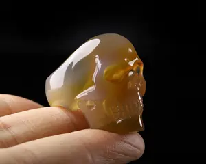 #10 Premium Brazilian Agate Carved Crystal Skull Rings, Crystal Healing