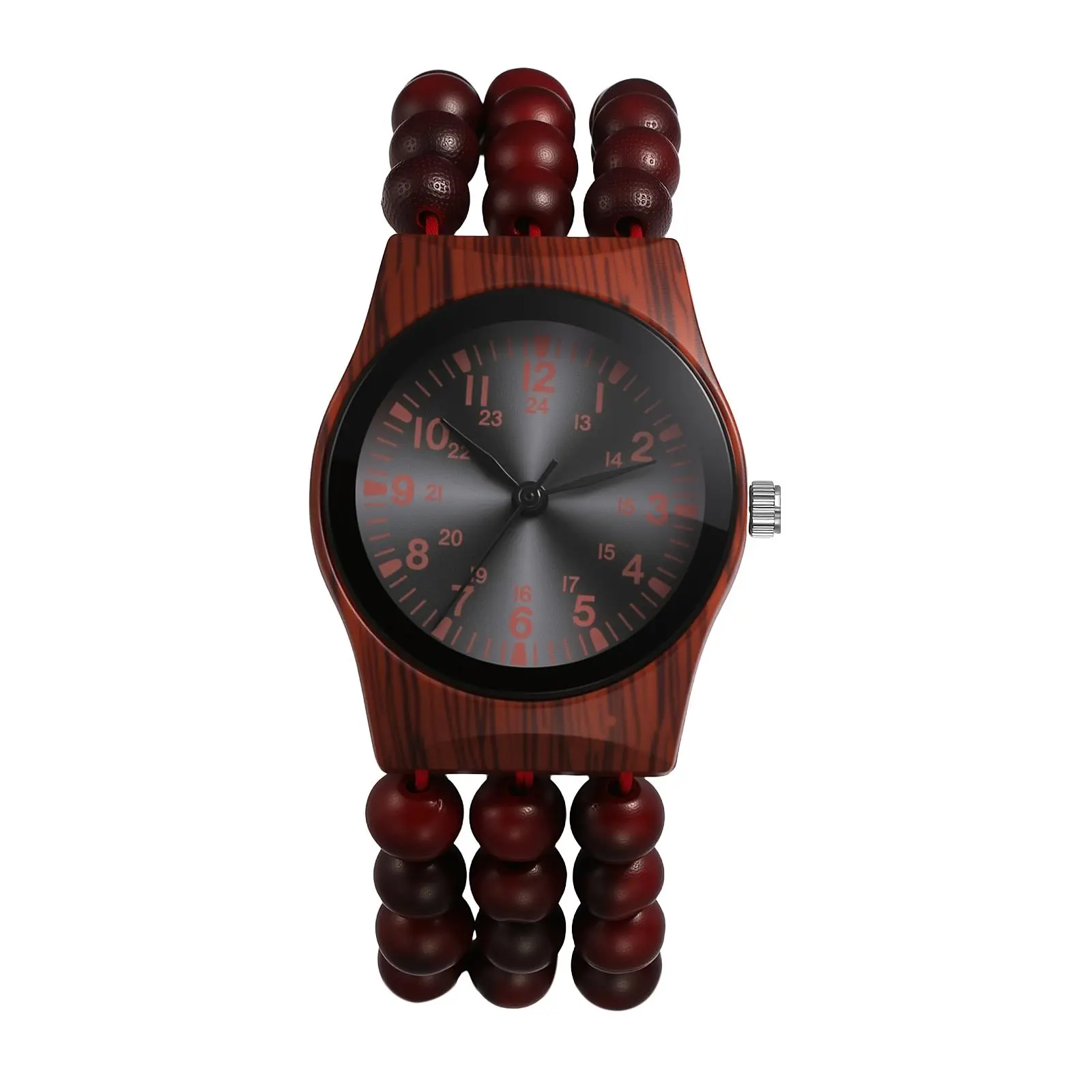 OIDEA Women's Bohemian Beaded Quartz Wristwatch - Wooden Bead Bracelet Watch with Handmade Elastic Band, Arabic Numerals Dial, Casual Fashion Accessory for Boho Outfits summerwins,summerwins