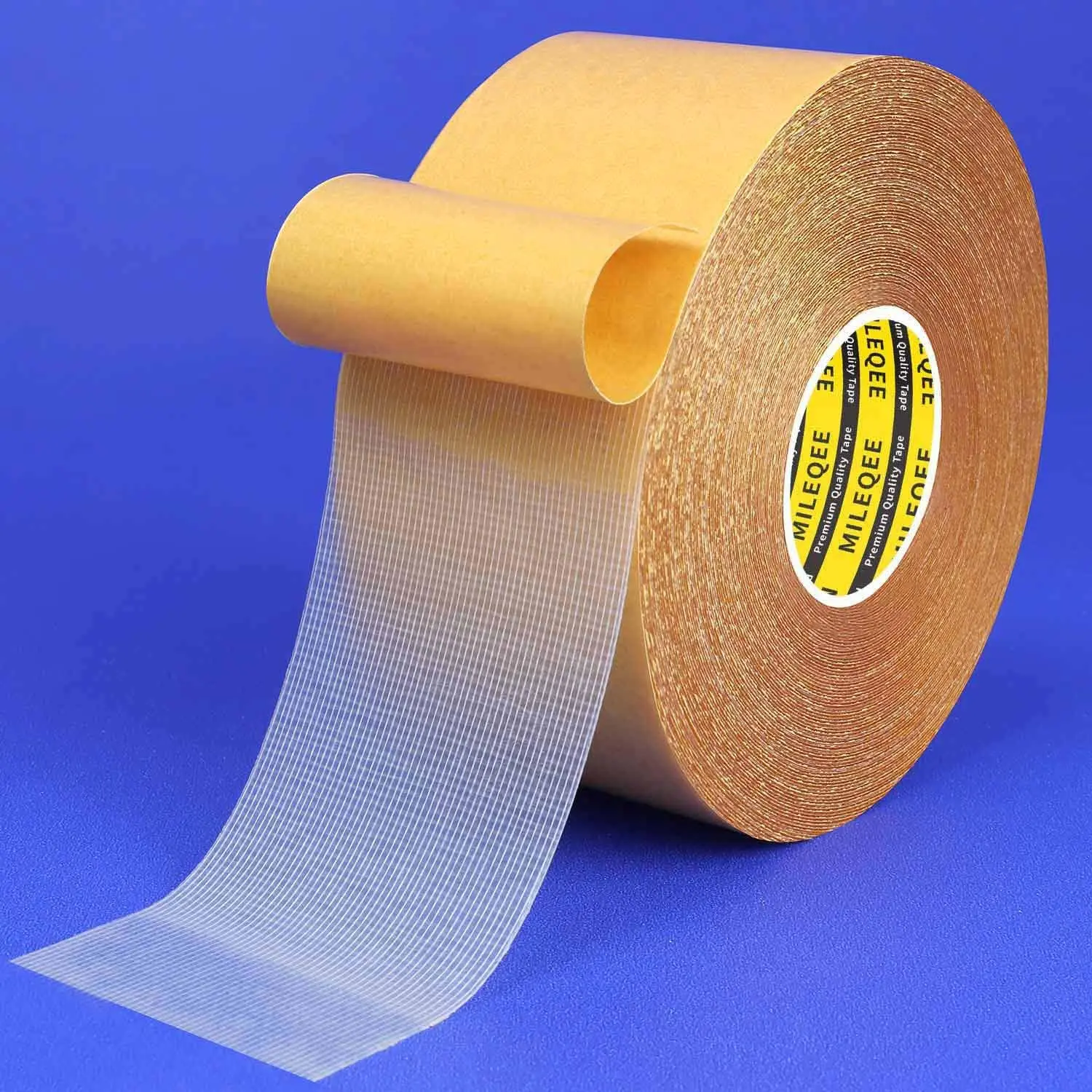 High Adhesive Double Sided Tape Heavy Duty,1Pack x 2" x 66FT | Universal High Tack Strong Wall Adhesive with Fiberglass Mesh,Super Sticky Resistente Clear Tape,Easy Use Mounting Tape double-sided