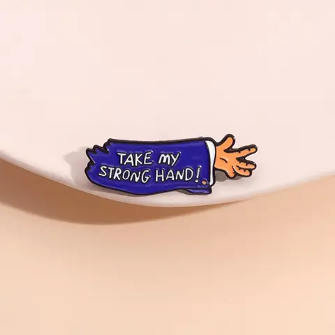 Take My Strong Hand Letter Design Lapel Pin, Durable Enamel with Butterfly Clasp, Fashion Accessory, Fashion Clothes Accessory, Fashion Brooch for Women and Men, Suitable for Backpacks, Jeans, Scarves and Hats Decoration