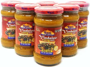 Rani Vindaloo Curry Cooking Spice Paste, Hot! 10.5oz (300g) Glass Jar, Pack of 5+1 FREE ~ No Colors | All Natural | NON-GMO | Vegan | Gluten Free