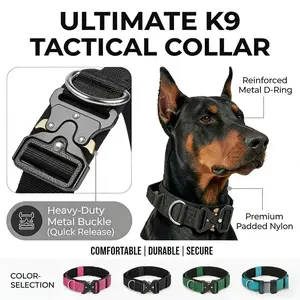 New Pet Collar Explosion-Proof Tactical Collar with Handle Dog Collar Dog Leash