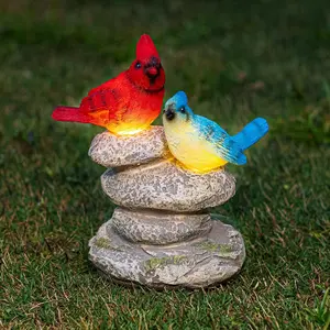 Solar Garden Statues Outdoor Decor, Garden Sculptures Stones Statue Novelty Birds Figurine Decoration for Patio Yard Porch Art  Decor