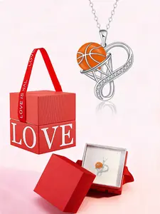 Elegant Gift Box Basketball Heart Infinity Symbol Necklace, Fashion Simple Design, Ideal Gift for Basketball Lovers, Daily Wear Jewelry