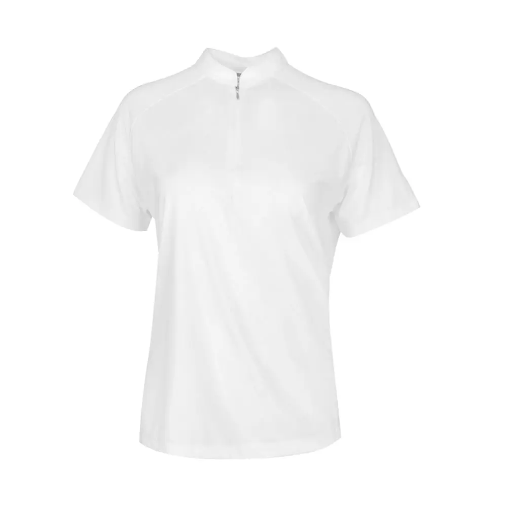 PAGE and TUTTLE Womens Dot Texture Jersey Short Sleeve Shirt Golf Casual Casual - White