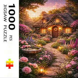1000 Piece House Theme Puzzle, Large Adult Family Interactive Toy, DIY Home Decor Brain Challenge, Holiday Scene, Mixed Colors, Perfect Gift