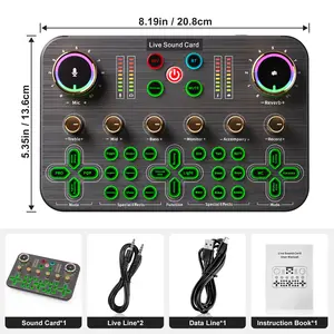 Facmogu  Podcast Equipment ,K600 Gaming Audio Mixer, Streaming Audio Mixer with XLR Microphone Support, DJ Mixer Built-in 48V Phantom Power, Live Sound Card for PC Phone Live Streaming Podcasting
