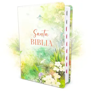 Biblia Letra Grande 12 puntos para Mujer RV1960 imit piel primavera floral verde con índice