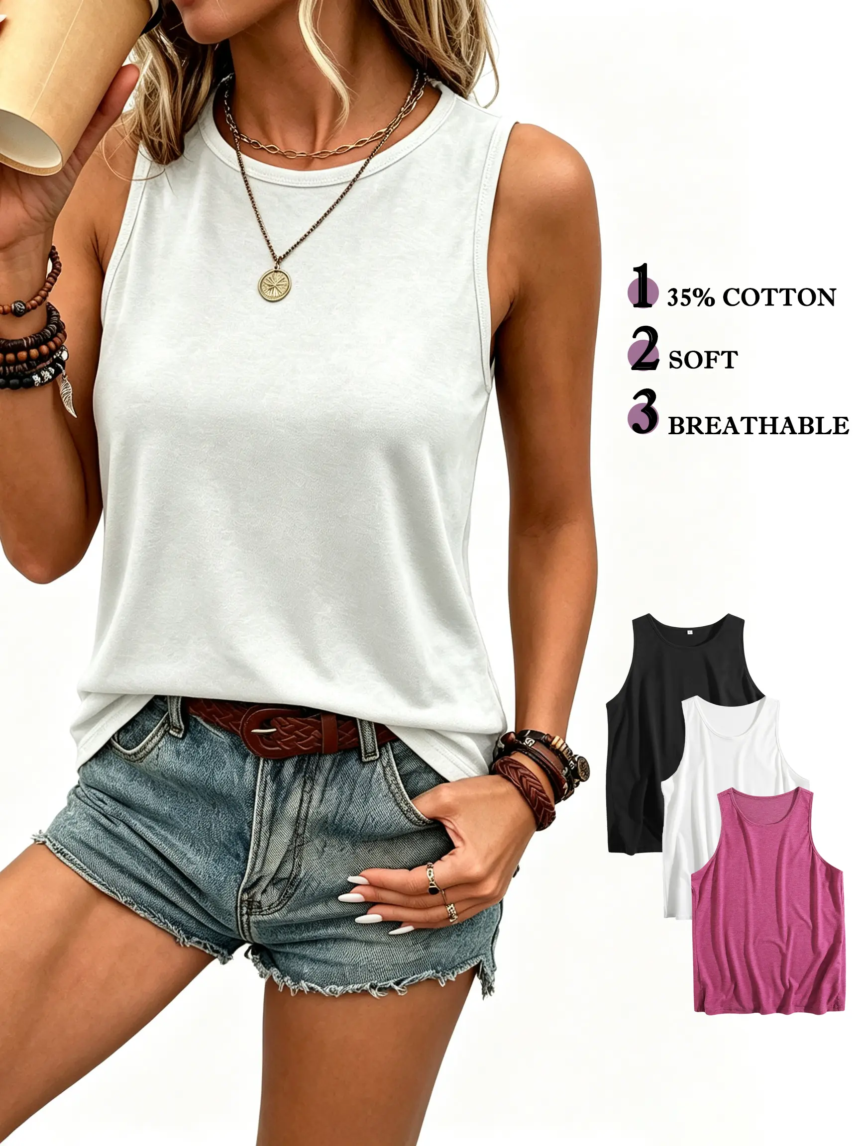 Women's Tanktop, Womenswear Basic Sleeveless Top for Casual Daily Wear