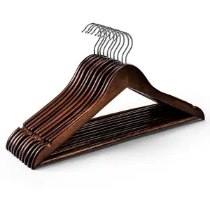 Solid wood clothes hanger, home clothing store, retro traceless clothes hanger, anti slip thick clothes hanger, pants rack, wardrobe storage artifact, high-end wooden clothes support