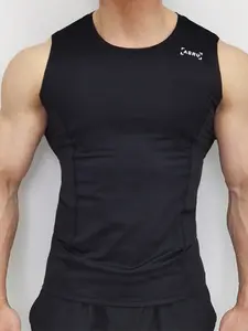 Summer Men's Fitness Vest High Elastic Quick-Dry Tight Fit Milk Silk Sports Sleeveless Tank Top, American Style Workout Wear, Athletic Activewear, Training Vest, Sleeveless Sports Tops, Sleeveless Gym Top