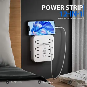 12-in-1 Converter Power Outlet with Overload Protection, 6 Power Sockets, 4 USB Sockets and 2 Type-C Sockets for Home and Office Tri-Band Local WiFi Hotspot LTE Mobile Router