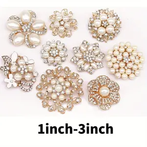 9Pcs Rhinestone Brooches,Big Pearl Wedding Bouquet Kit Set,Great For Birthday,Party,Christmas,Thanksgiving,Wedding Anniversary,Party Prom Decoration Accessories