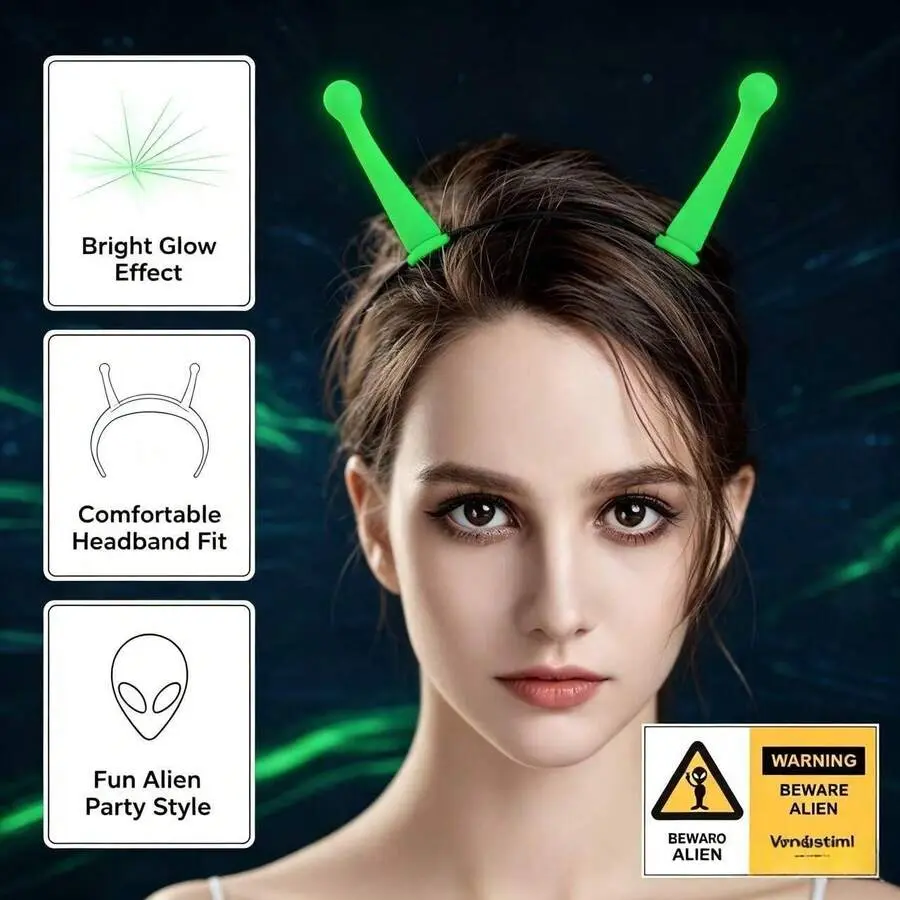 1pc Halloween Headband Prop, Glowing Alien Headband, Festive Atmosphere Glowing Headband, Party Glowing Prop