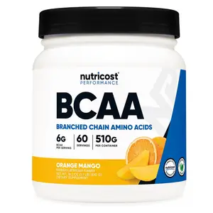 Nutricost BCAA Powder Orange Mango 60 Servings 2:1:1 Ratio Gluten Free Non-GMO Vegetarian 6g BCAA per Serving - Healthcare, Amino