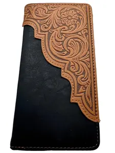 RIDGELINE Diagonal Embossed Long Bifold Wallet for Men 3 Color Options Black, Tan and Brown