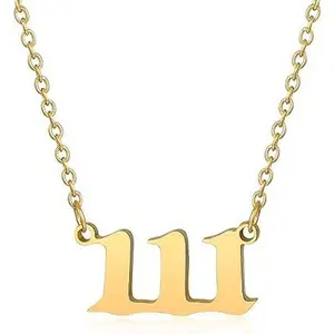 KOHOTA Angel Number Necklace for Women Girls Gold Chain Stainless Steel Choker Necklace 111 222 333 444 555 666 777 888 999 000 Pendant Necklace Numerology Jewelry