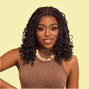 LUVME Readitress™ HD Full Lace Knotless Boho Curls Braided Bob Wig Flexi Fit Invisi Drawstring Cap Pre-Cut Lace