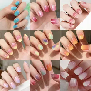 Aurora Shift Semi Cured Gel Nail Strips 20+6 PCS | Includes 6 Trial Strips to Try | Pastel Iridescent Jelly Gradient with Fine Glitter Fade | Soft Aurora Dreamy Glow | 5-Min UV Cure (UV/LED Lamp Required, 36W+ Recommended) | OAUEE