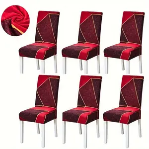 4/6pcs Integral Elastic Dining Chair Slipcovers And Anti-slip Fashion Dining Chair Cover, Simple Geometric Printing Chair Protective Cover for Home Decor, Hotel, Restaurant And Banquet Living Room Decor