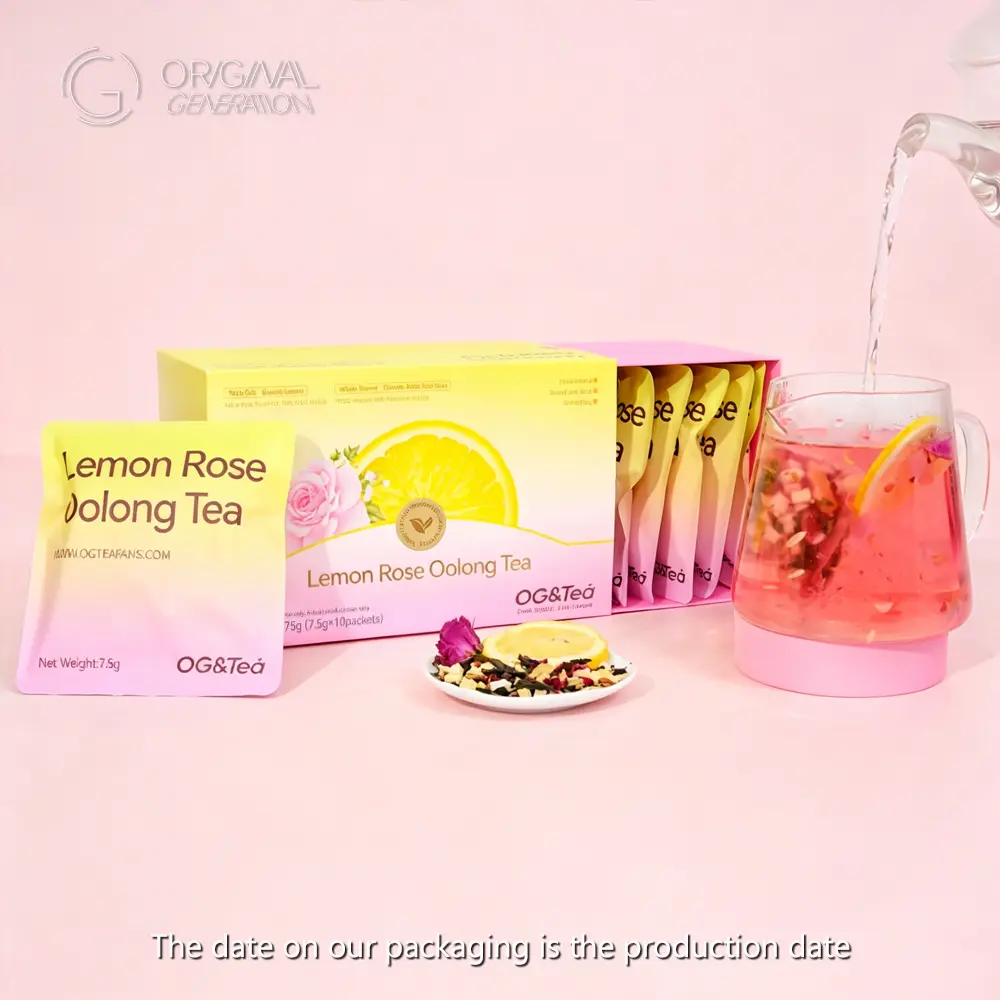 Beauty Tea Lemon Rose Oolong Tea Summer Limited Edition  (7.5g×10packs) With Lemon,Apple,Dragon Fruit,Pear,Oolong Tea,Rose,Citronella,Mint