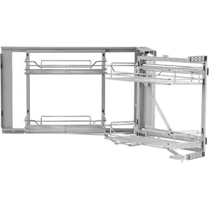 VEVOR 18 W Opening Blind Corner Pull Out Organizer, 2 Tier 4 Shelf Kitchen Cabinet Organizer, Magic Chrome Carbon Steel Storage Basket, Slide Out Storage Organizer, Left Right Open CompatibleVEVOR Super Brand Day