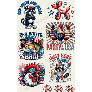 RED, WHITE, AND FERAL (RACCOON) PREMADE GANGSHEET  - 22X36  DTF TRANSFERS - DIRECT TO FILM