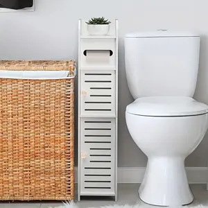 1 piece of small plastic bathroom storage cabinet, suitable for small-space bathroom medicine cabinets, cosmetics cabinets, toilet paper cabinets, cabinets next to the toilet, toilet paper storage, hallway storage cabinets, made of waterproof PVC material