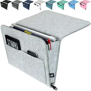 Bedside Caddy Original Design Large Size 9.5" x 13.5" Laptop Holder 100% Handmade College Room Bunk Bed Hospital Bed Night Hanging Storage Organizer Light Gray