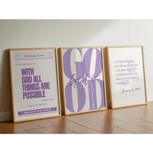 Set of 3 Purple Girly Christian Wall Art Lavender God is Good All The Time Print Jeremiah 29 11 Wall Art With God all Things Are Possible