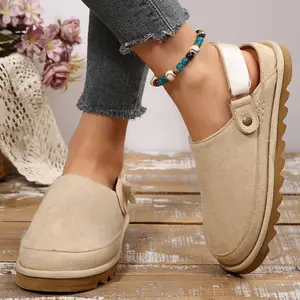 Casual Women's Mule Sandals Suede Back Strap Platform Sole Daily Commute Shoes Indoor Outdoor