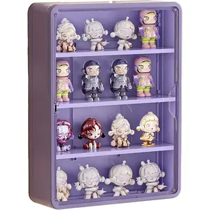 Clear Display Case for Figures, 15.75" High, Wall Mounted Shelf with  Door,  Display Case for Collectibles Action Doll Blindboxes Storage (, 4-Layer 1 Pack)