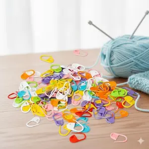 Reusable Plastic Knitting Stitch Markers, Non-Slip Crochet Locking Clips for Yarn, Multi-Color DIY Knitting Accessories, Secure Stitch Holders and Row Counters for Hand Knitting and Crocheting Projects.