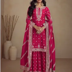 Designer Party Wear Kurta With Palazzo and Dupatta