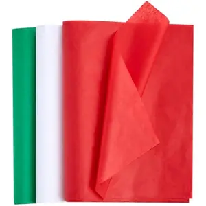 180 Sheets 20" x 20" Christmas Tissue Paper Assortment (Red, Green & White); 60 Sheets per Color Easy and Fast Gift Wrapping Accessory for Presents and Wine Bottles