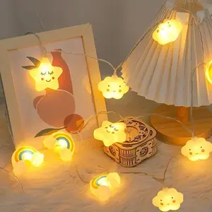 1 String Starry Rainbow Cloud Light Garland with 20 LED Bulbs, 3 Meters Length and 20 Cloud Shapes for Christmas Indoor Outdoor Decor
