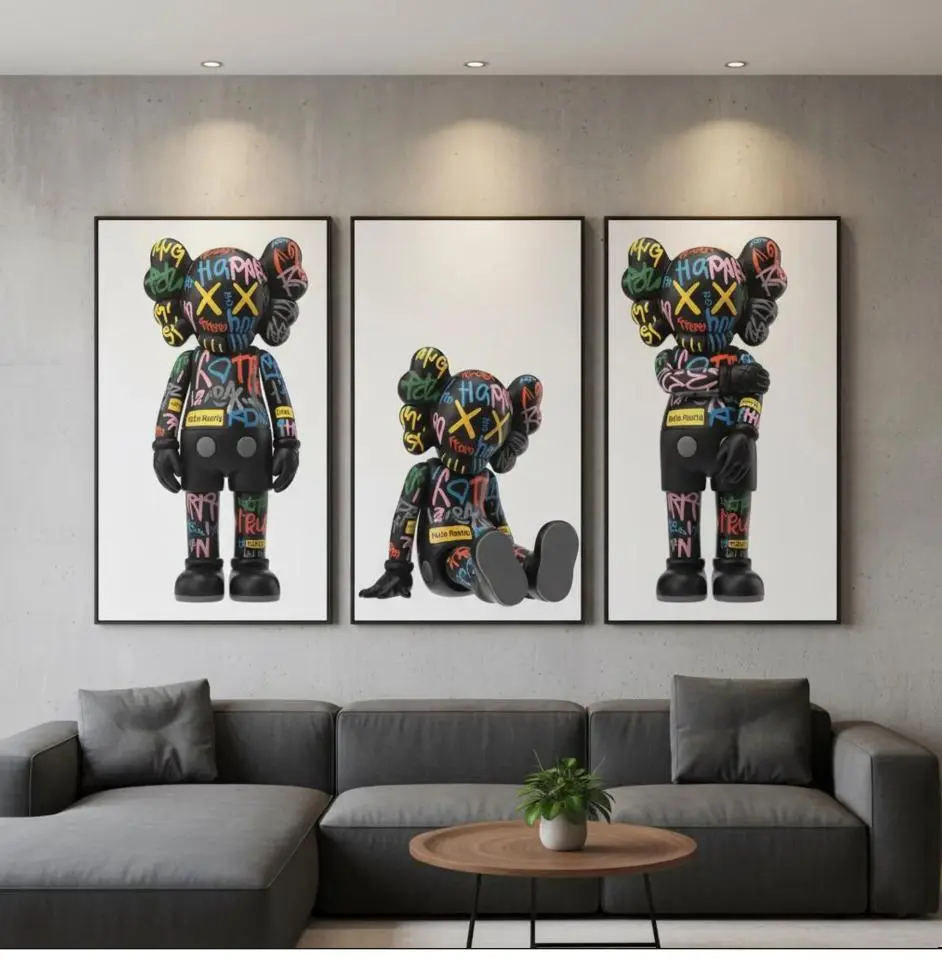 Printable Kaws Graffiti Poster Set of 3 Hypebeast Figure Sneaker & Street Style Wall Art , KAWS Poster