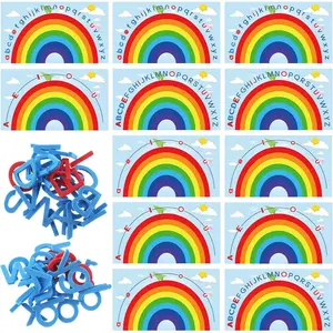 6 Pcs Double Sided Rainbow Alphabet Arc Mats Colorful Foam Abc Letters and Arc Mats for Alphabet Recognition Activity Abc Learning Toys for Kindergarten Preschool Baby Toddlers Kids