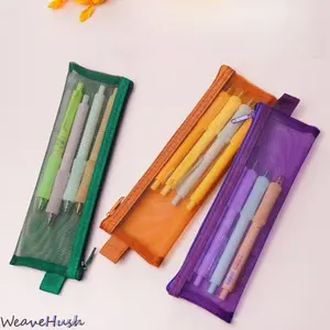New Multi‑Color Mesh Transparent Pencil Case, Creative Student Stationery Bag, Portable Spacious Pen Storage Pouch, Convenient Daily School & Office Stationery Accessory for Boys & Girls