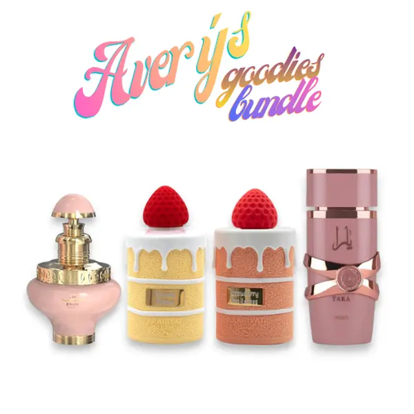 Avery's Goodies Bundle | Yara Elixir + Juman Precious + Chiffon Coconut + Strawberry Tres Leches | Women's Fragrance | 100 ML - 3.4 OZ | Eau De Parfum | Blackcurrant - Raspberry & Rum