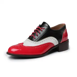 VIMISAOI Brogues Shoes for Women Round Toe Lace Up Chunky Block Heels Cutout Summer Shoes Date Dress Party Concert Wedding Casual Heeled Comfy Fashionable Womens Trendy Shoes