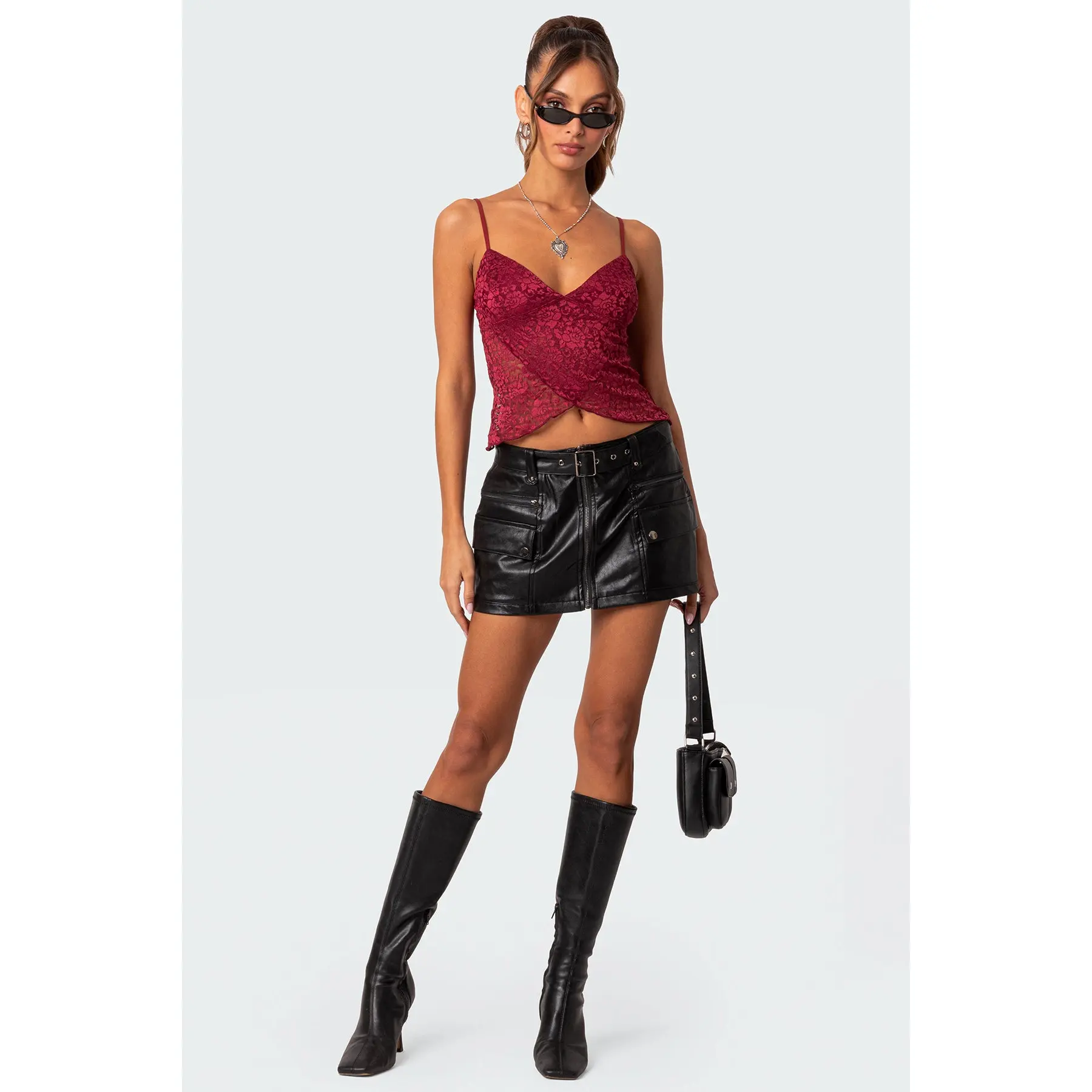 Faux Leather Cargo Mini Skirt Faux Leather Cargo Mini Skirt