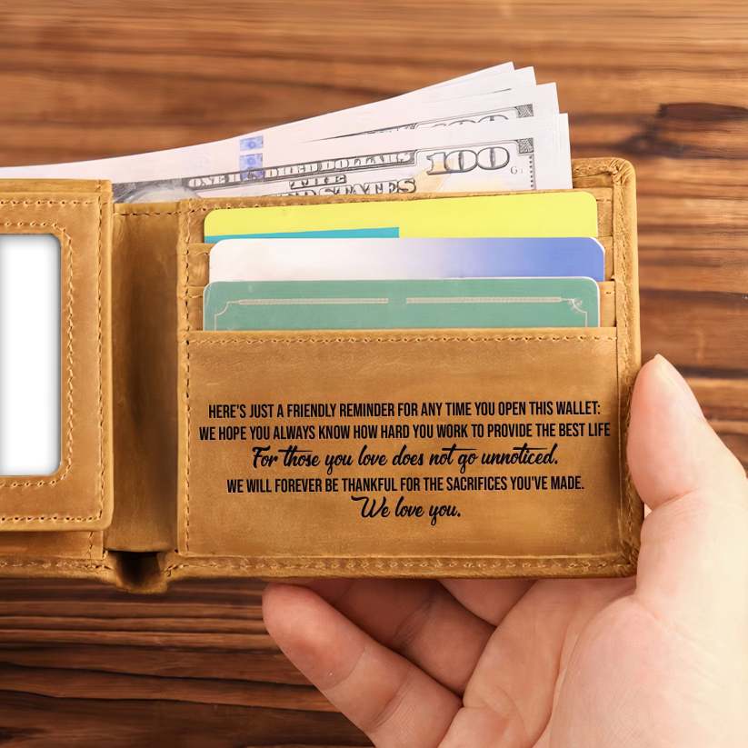 Personalized gift from the best dad to the father, personalized fist leather wallet