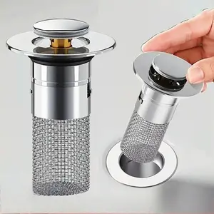 Universal Bathroom Sink Stopper, Pop-Up Drain Filter, Anti-Clog and Insect-Proof, Clog Prevention and Insect Barrier, Core Jumping Water Strainer for Washbasins, Bathroom Gadgets