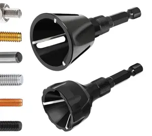 Deburring Tool Set, 2PCS External Chamfer Tool Bolt Deburring & Thread Repair for 1/8"-1" (3-25mm、3-20mm) Metal, Hex Shank Burr Removal Tool