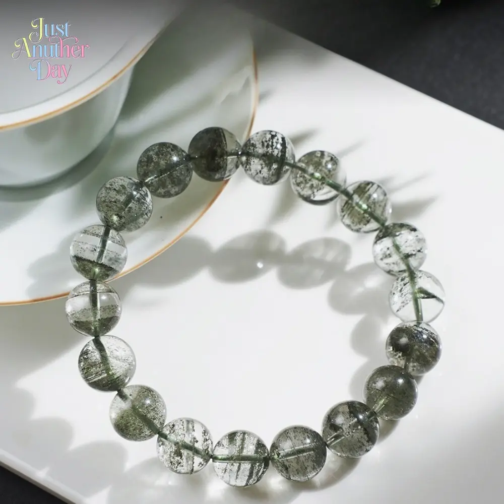 Green Phantom Crystal Beaded Bracelet, Natural Style Quartz Wrist Bangle, Thousand Layers Starry Sky Design, Prosperity Luck Charm Jewelry for Women, Ideal Gift