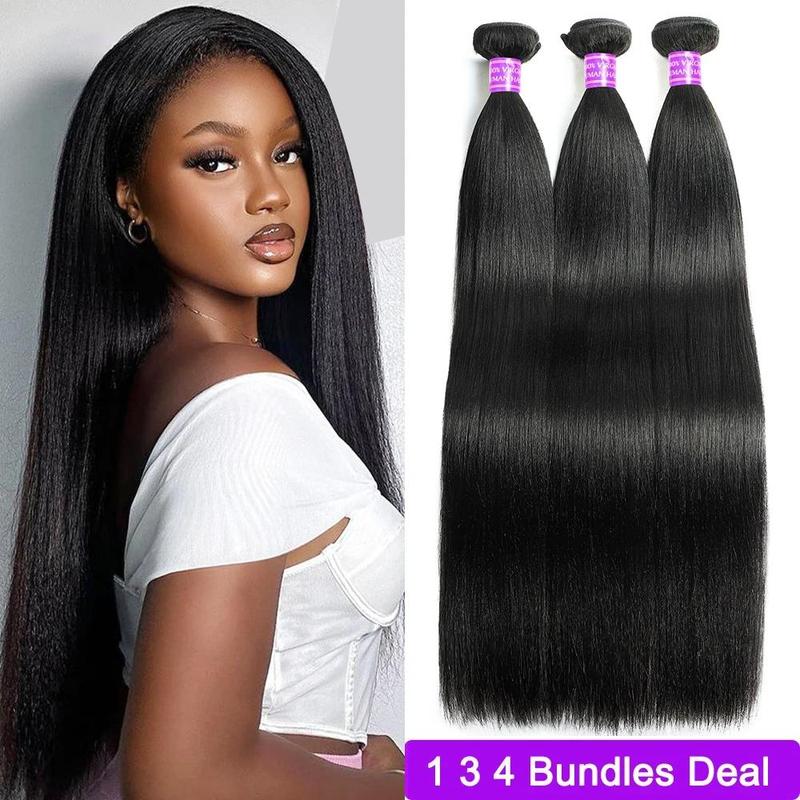 Brazilian Virgin Human Hair Bundles Yaki Straight Quick Weave Sew In Viral Hair Bundles Natural Color TikTokShopBlackFriday